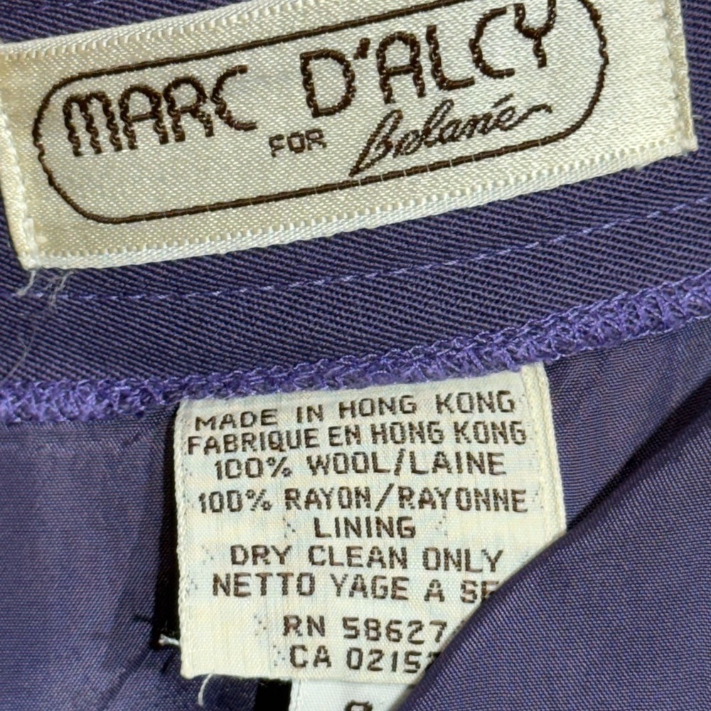Marc D’Alcy for Belaner Vintage A-Line Skirt 100% Wool Made in Hong Kong, Size 8 - Picture 6 of 7